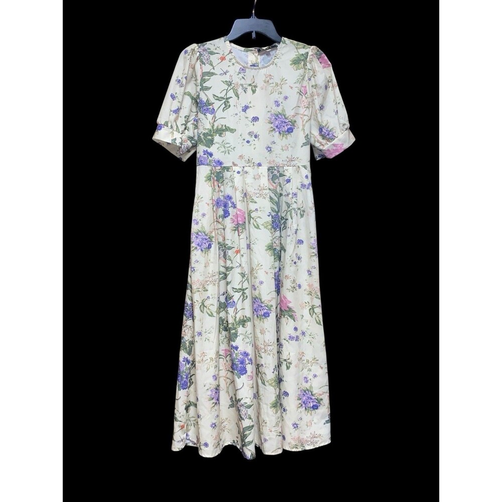 DBCL Size Small Boho Cottage Core Retro Floral Prairie Maxi Dress